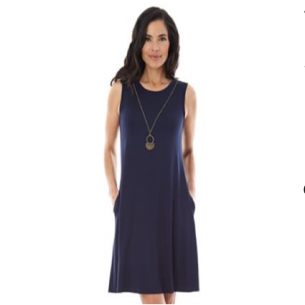 Women’s AB Studio Necklace Swing Dress Navy Size Large NWT New In Package